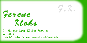 ferenc klohs business card